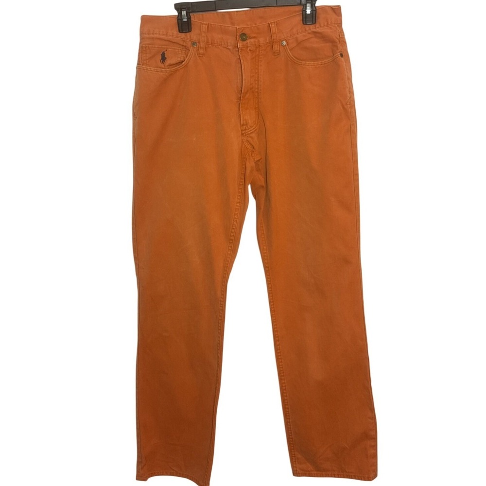 Polo Ralph Lauren Mens 33x32 Orange Coral Relaxed Fit Chino Pants Jeans Cotton